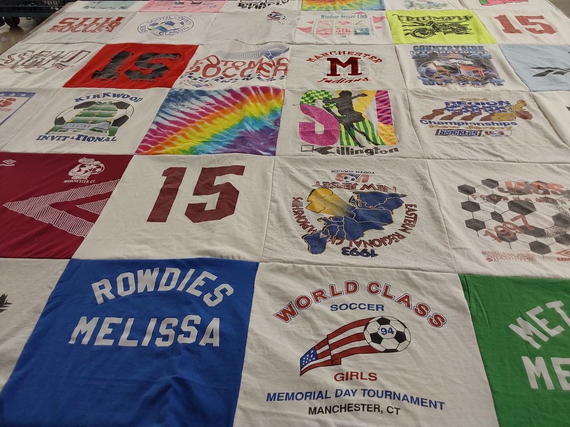 T-shirt quilt featuring manchester indians, rowdies by Melissa from CT