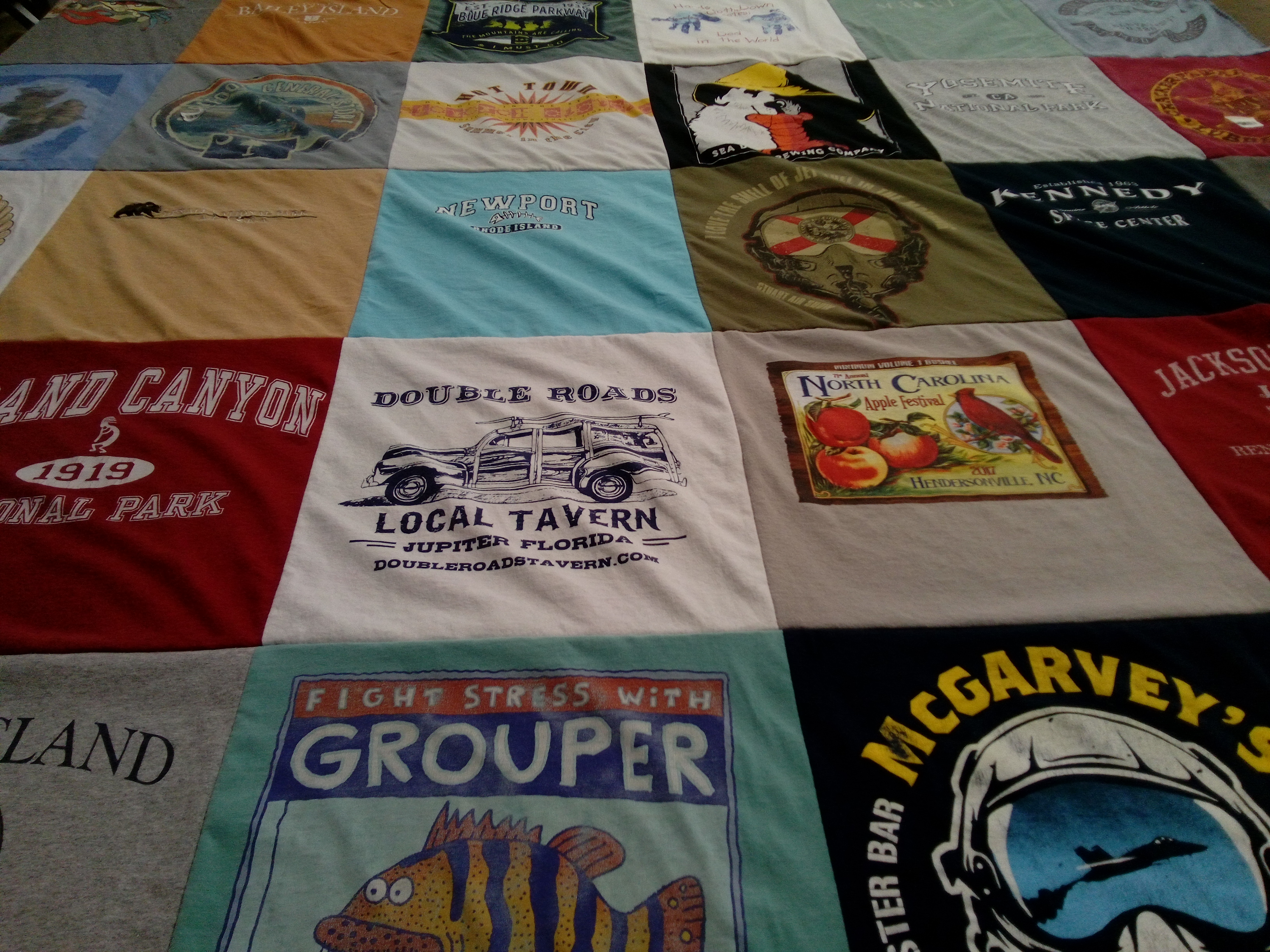 T-shirt quilt with travel, food themes by Lisa from NC