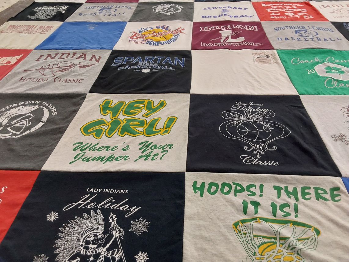 T-shirt quilt featuring spartan basketball, lady indians basketball by David from PA