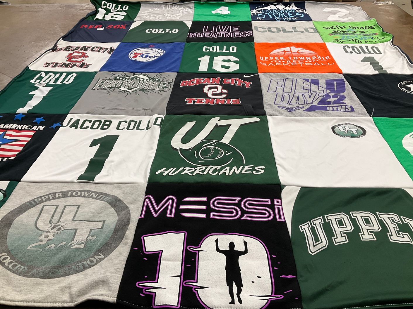 T-shirt quilt featuring upper township hurricanes by Amy from NJ