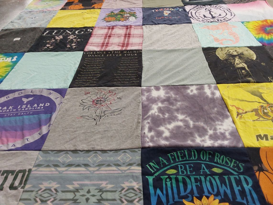 T-shirt quilt with music, nature themes by Gina from VT