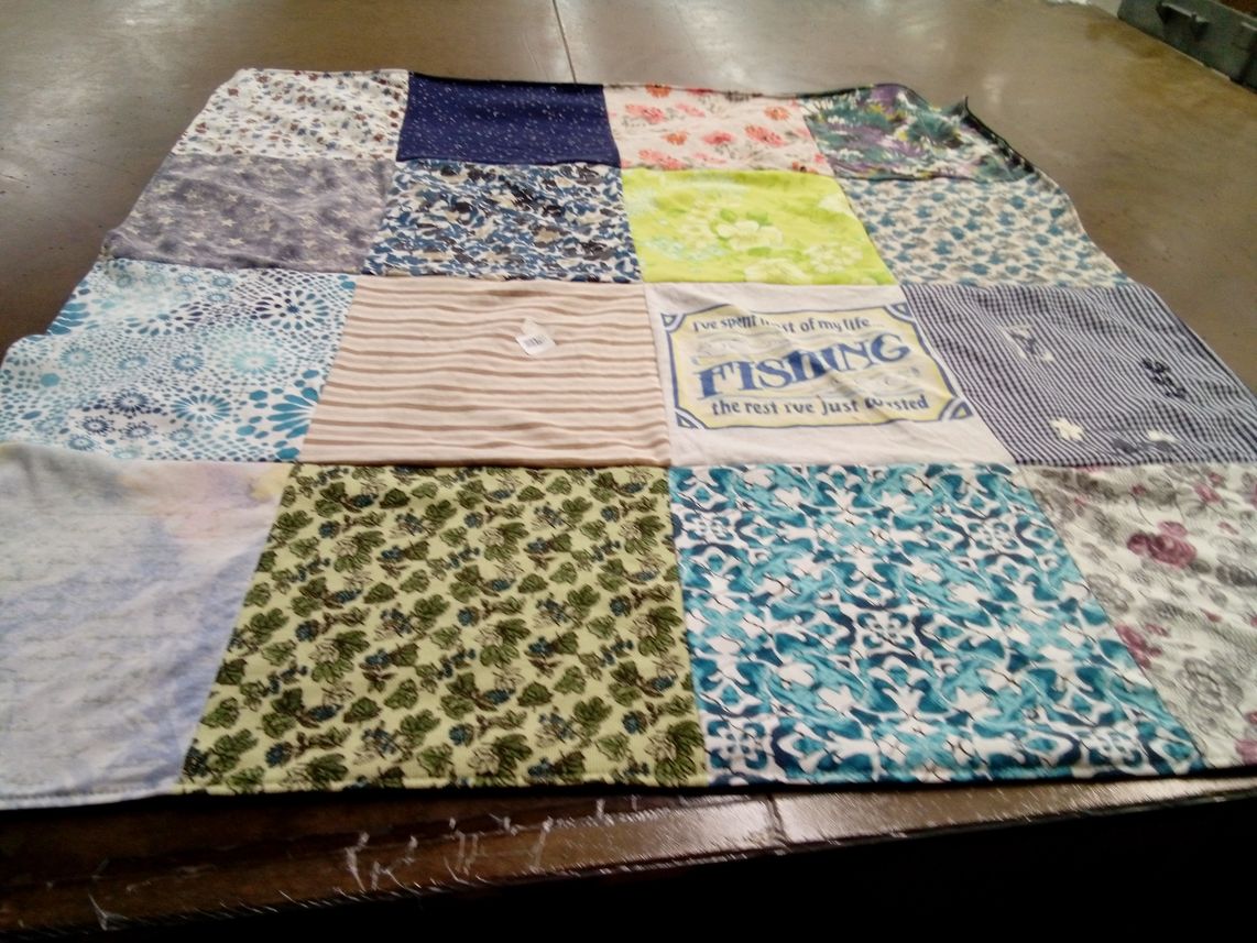 T-shirt quilt with fishing themes by Amanda from MI
