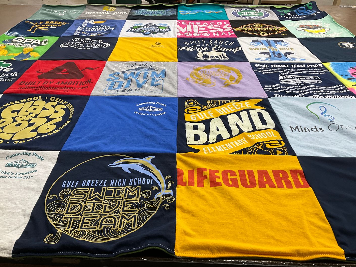 T-shirt quilt featuring gulf breeze swim dive team by Kathryn from FL