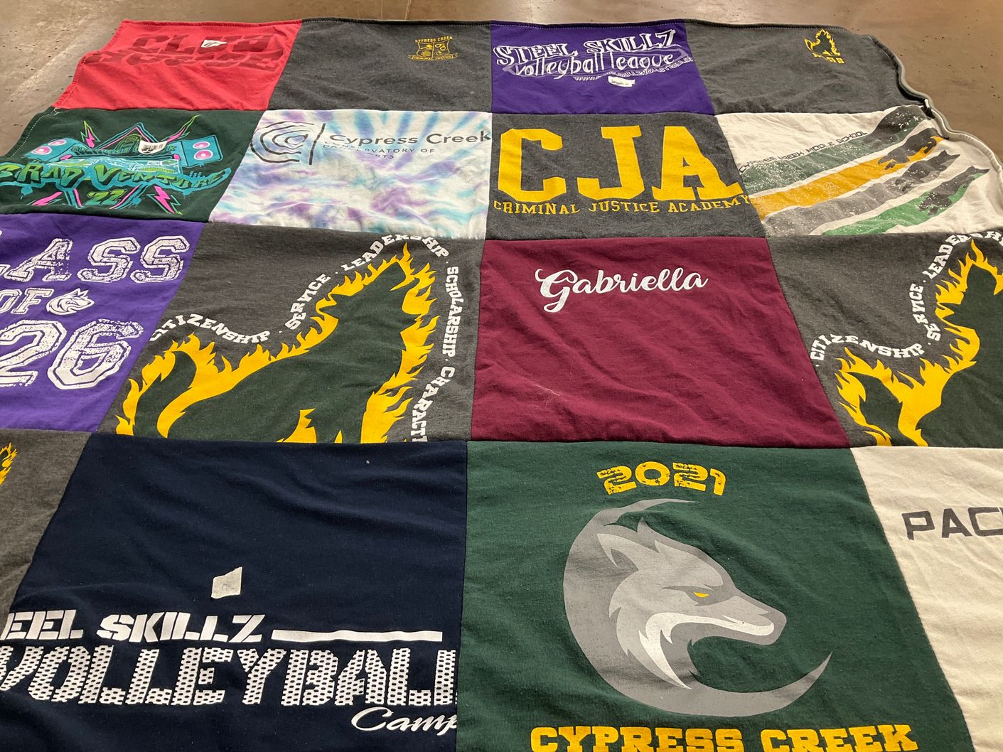 T-shirt quilt from cypress creek high school by Sandra from FL
