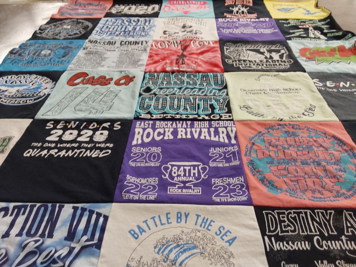 T-shirt quilt from east rockaway high school by Stacy from NY