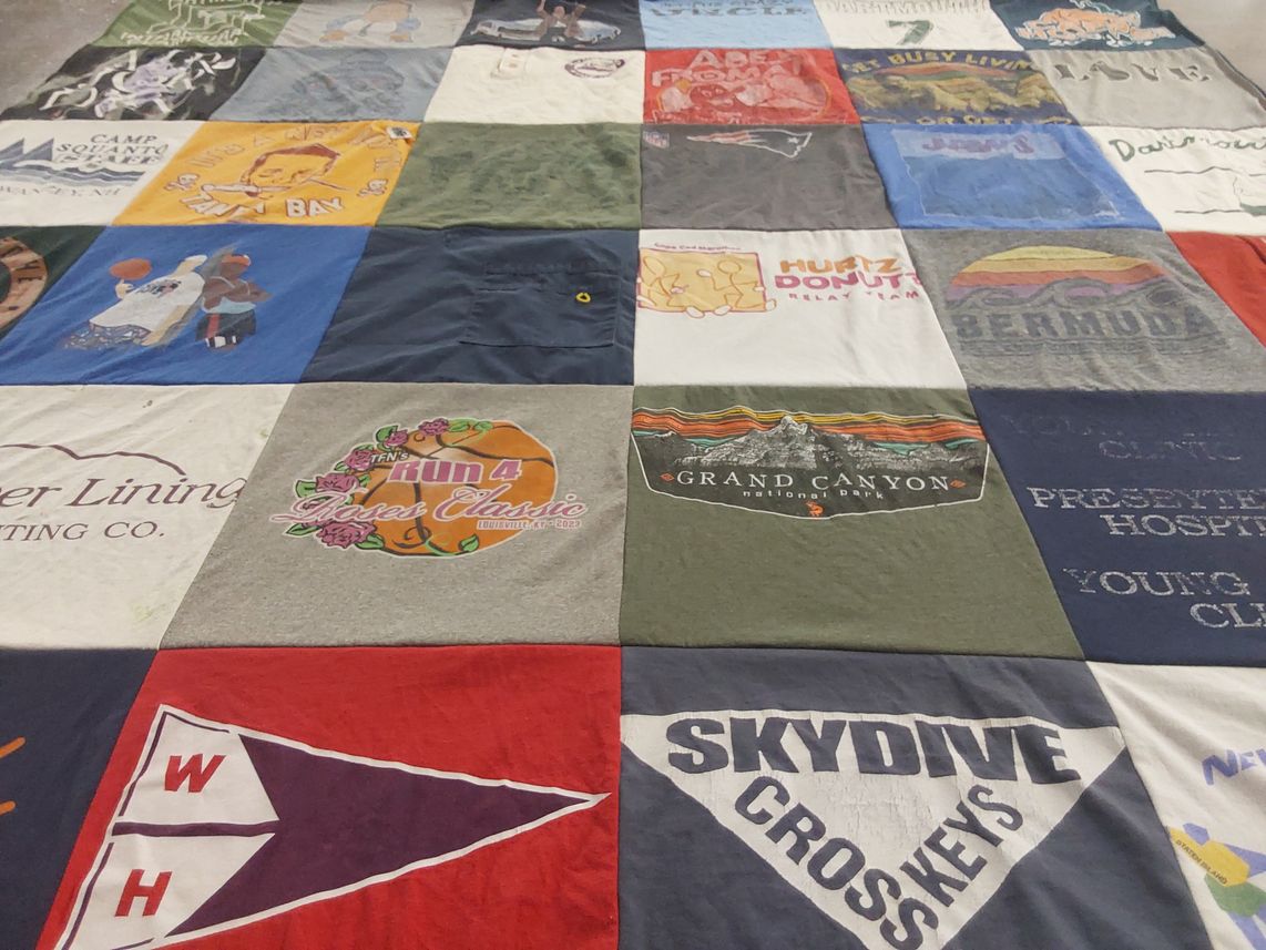T-shirt quilt with sports, running themes by Peter from MA