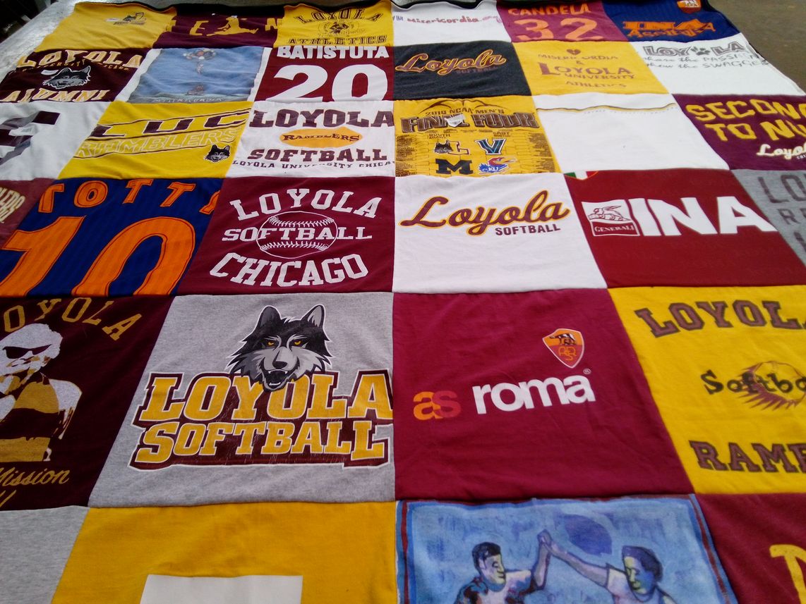 T-shirt quilt from loyola university chicago by Deb from IL
