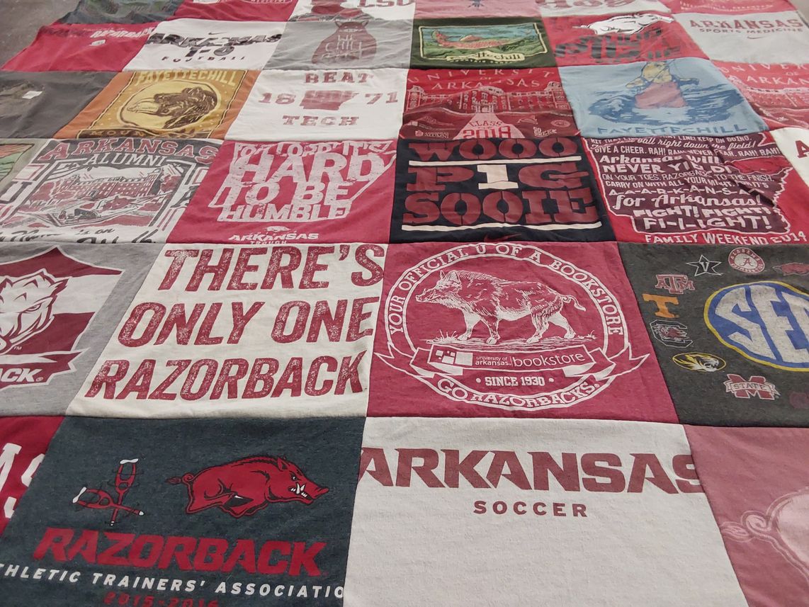T-shirt quilt featuring arkansas razorbacks by Taryn from OK