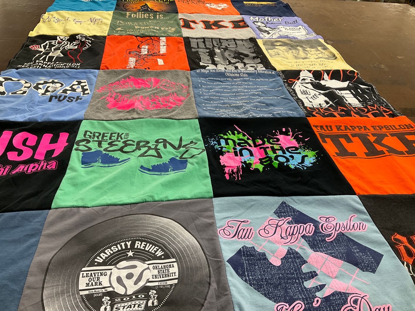 T-shirt quilt from oklahoma state university by Heath from OK