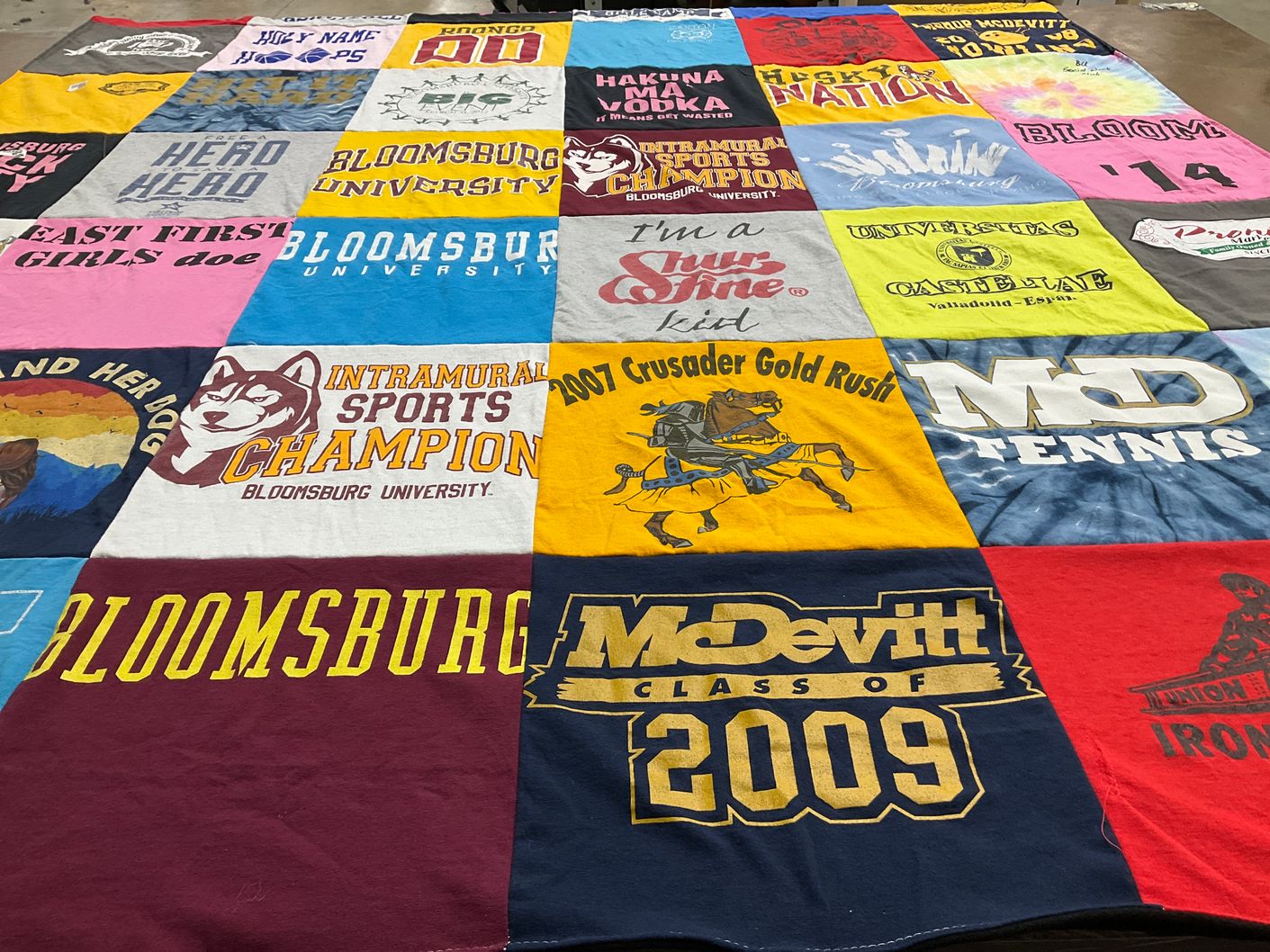 T-shirt quilt featuring mcd tennis, bloomsburg university huskies by Ellen from CO
