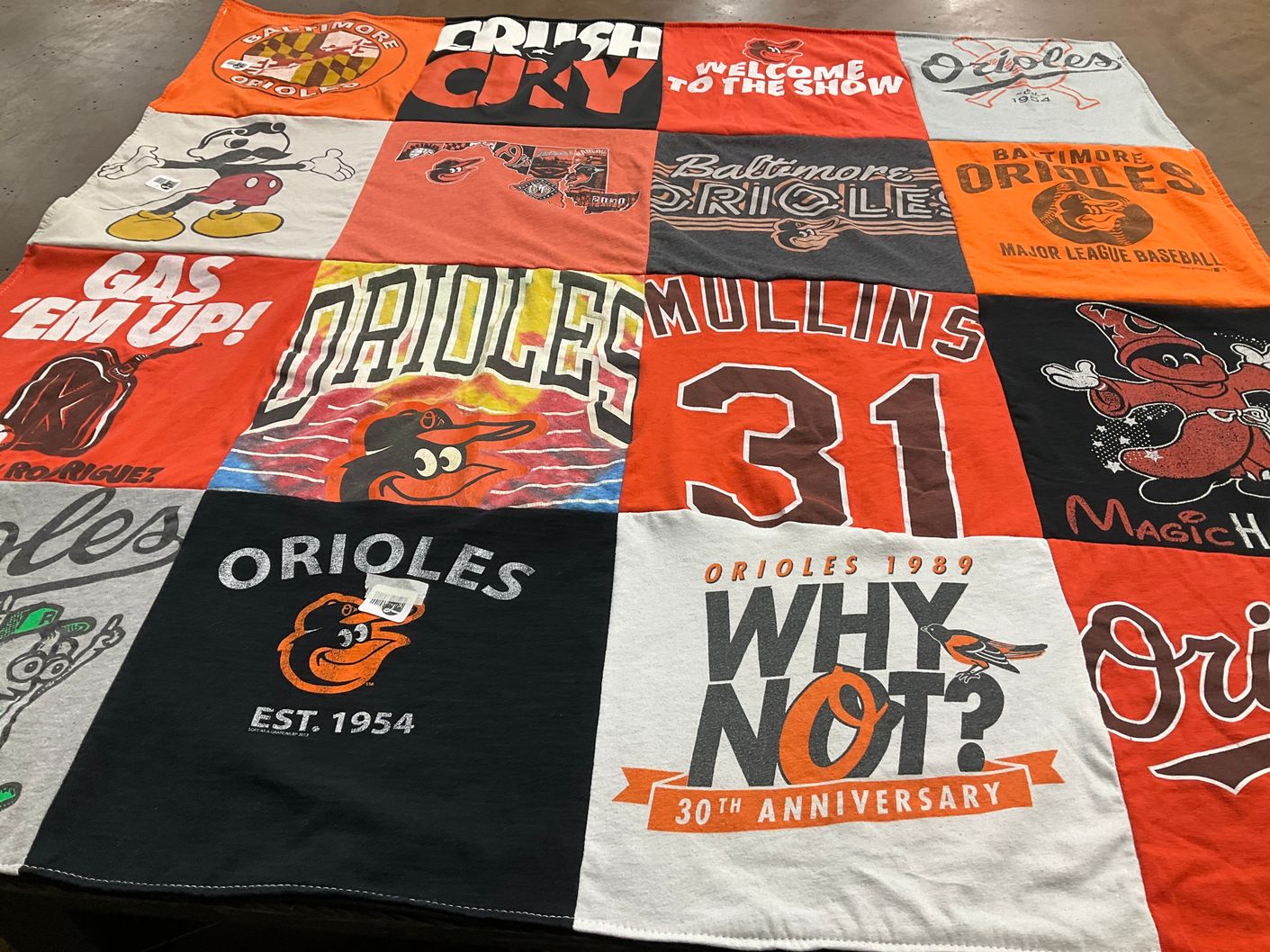 T-shirt quilt featuring baltimore orioles by Megan from MD