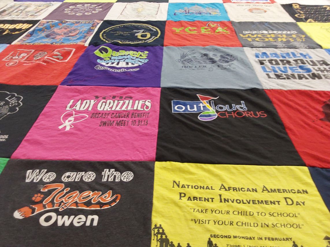 T-shirt quilt featuring lady grizzlies, tigers by Kari from MI
