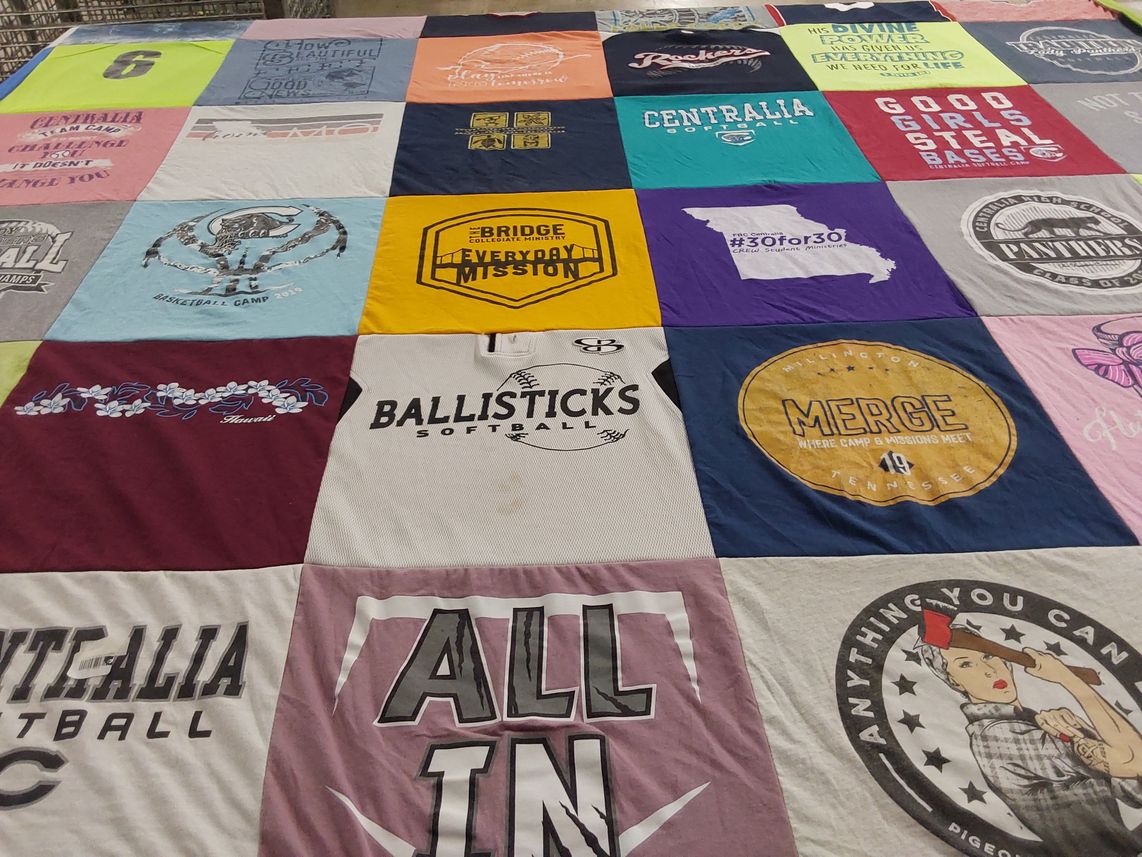 T-shirt quilt featuring centralia softball by Chastity from MO