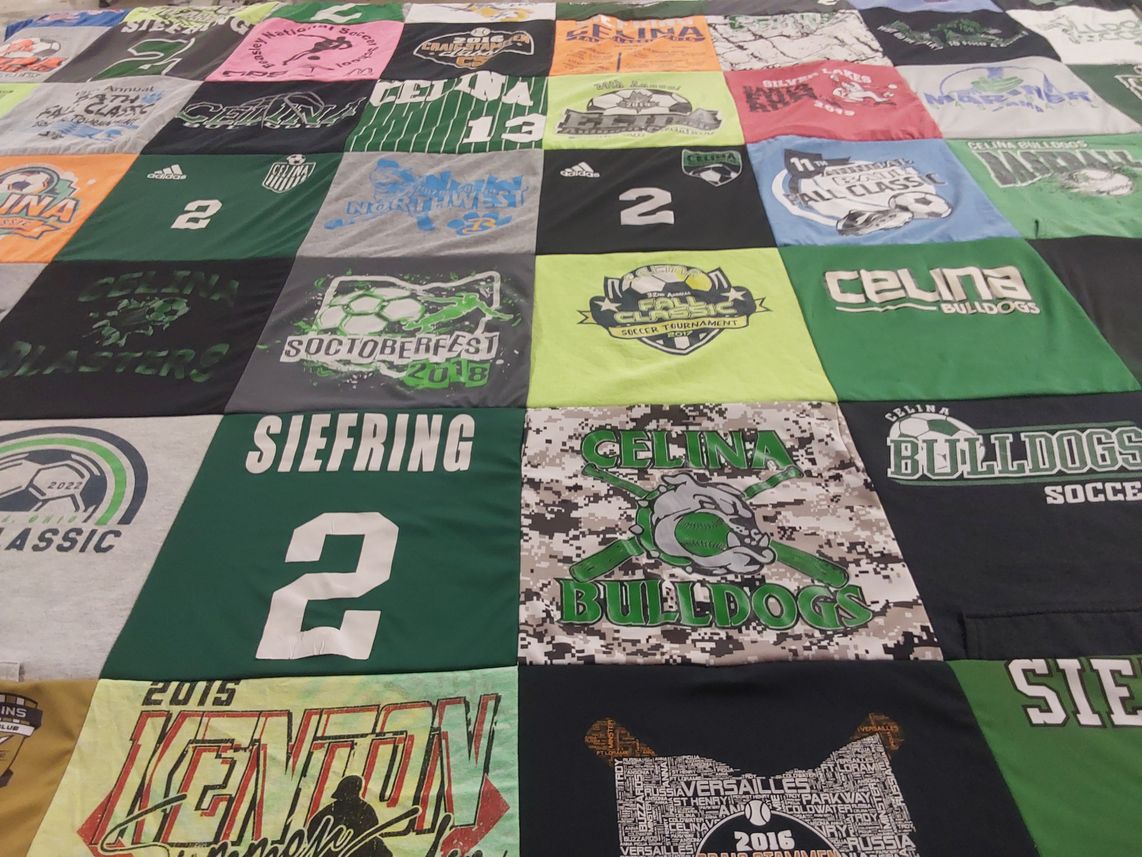 T-shirt quilt featuring celina bulldogs, kenton high school by Jessica from OH