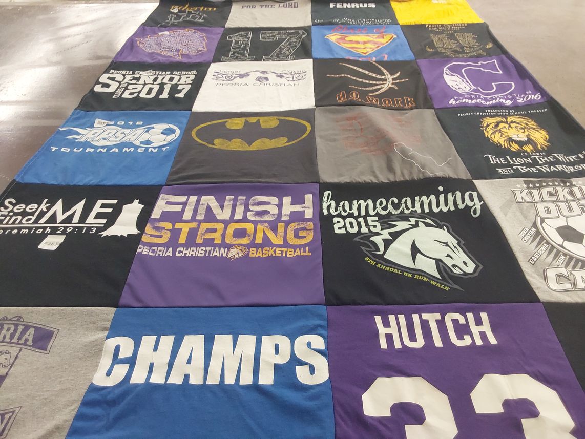 T-shirt quilt from peoria christian school by Karen from IL