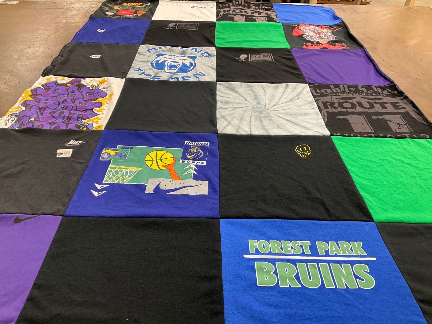 T-shirt quilt featuring forest park bruins by Katharine from VA
