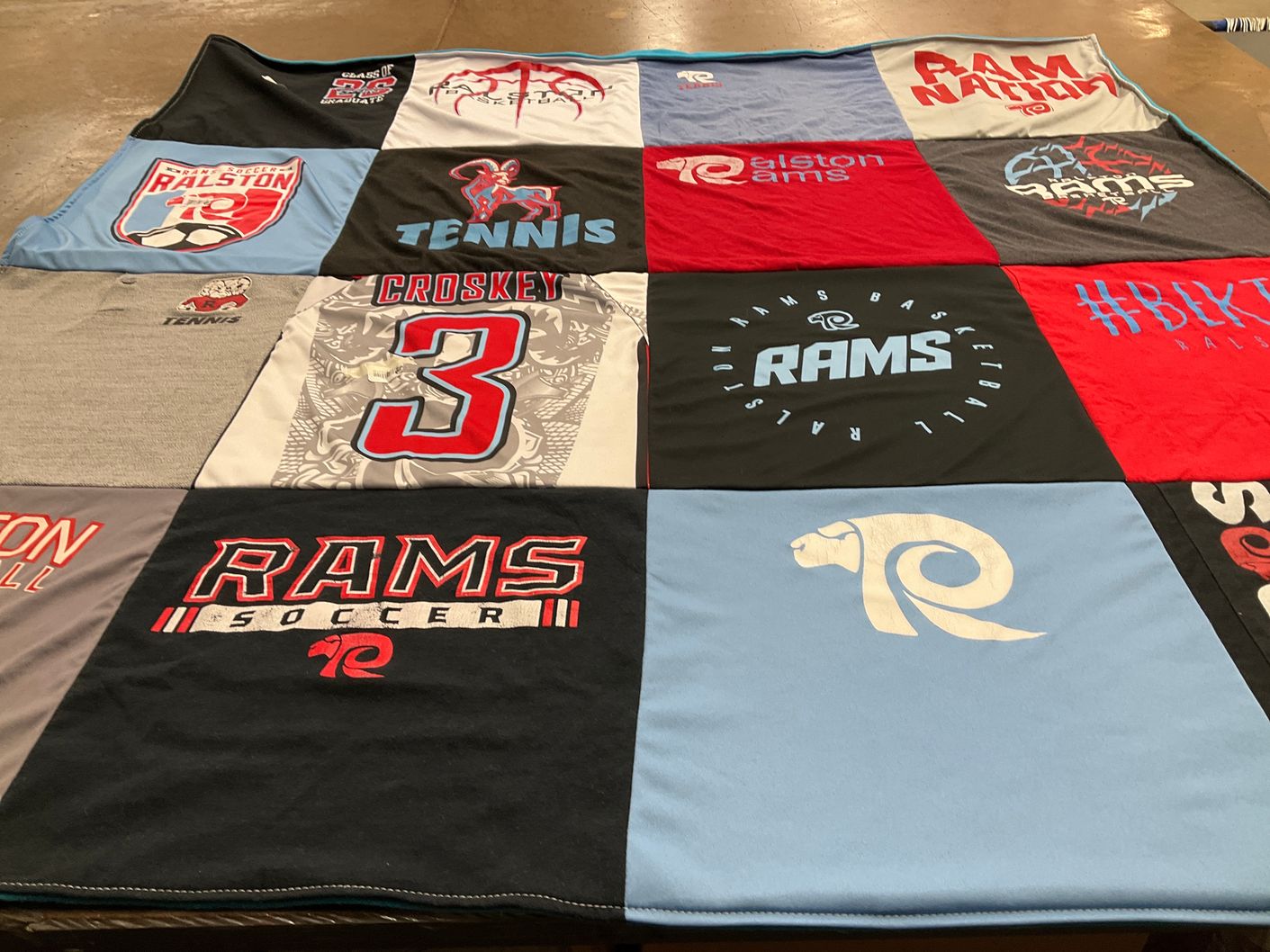 T-shirt quilt featuring ralston rams by Abi from NE
