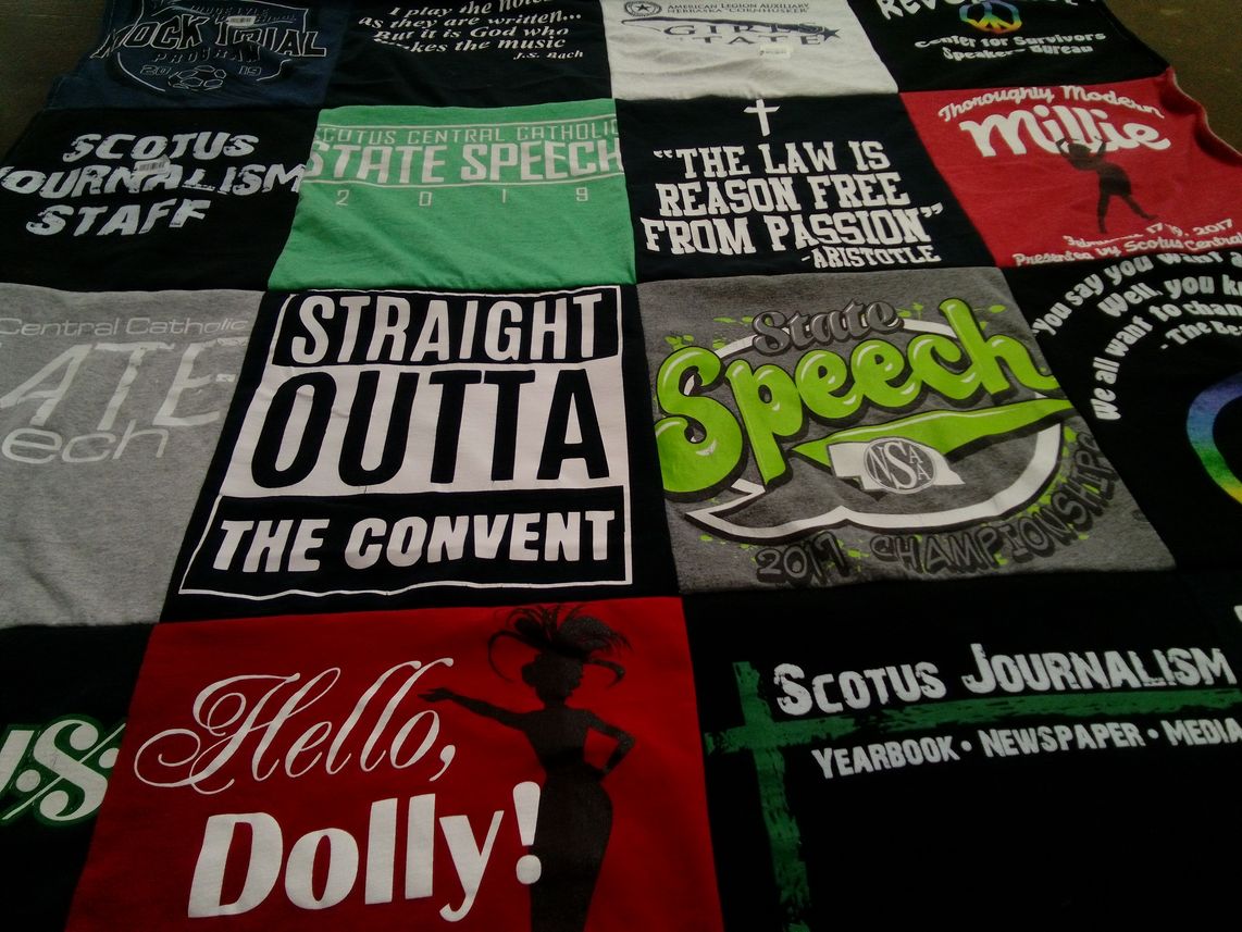 T-shirt quilt from scotus central catholic, nsa by Kimberly from NE