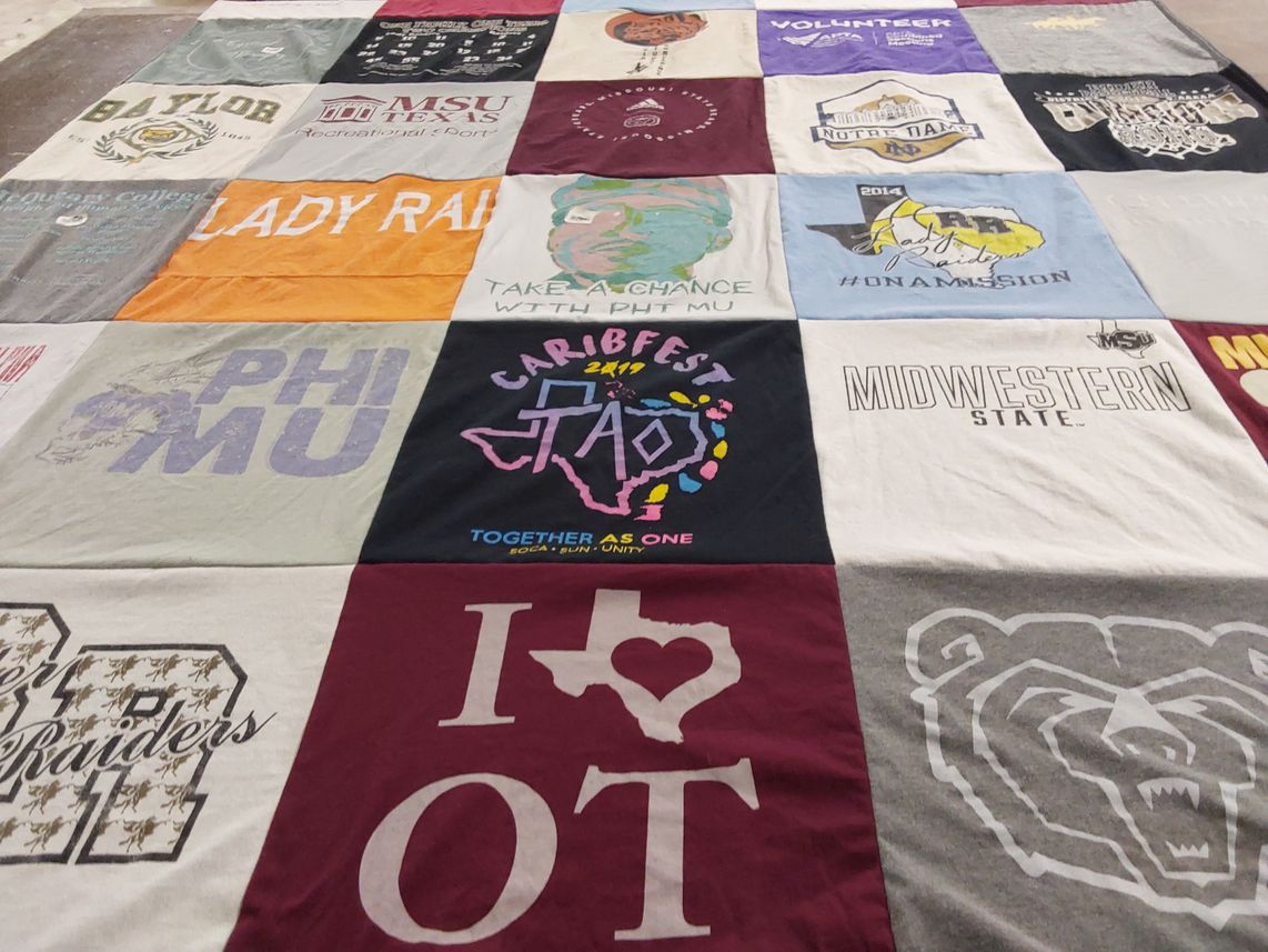 T-shirt quilt from baylor university, midwestern state university by Anh from TX