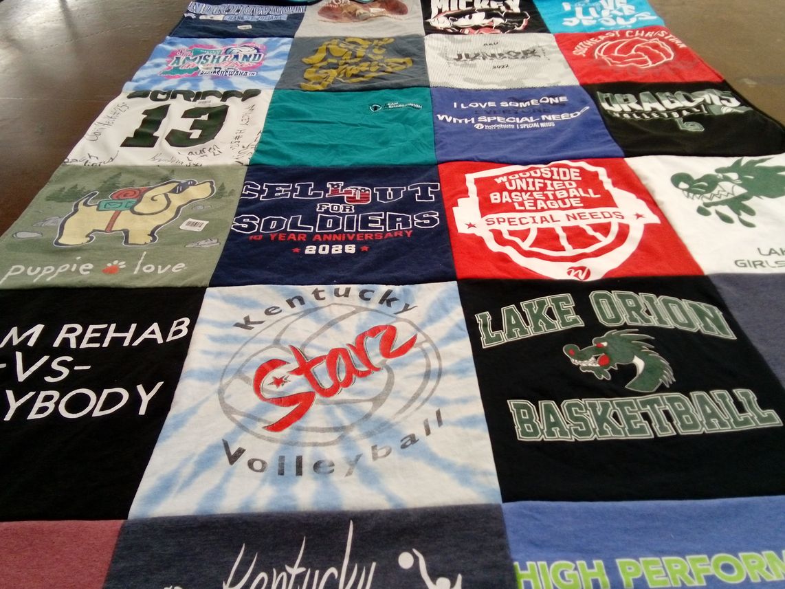 T-shirt quilt featuring kentucky starz volleyball, lake orion basketball by Jill from MI