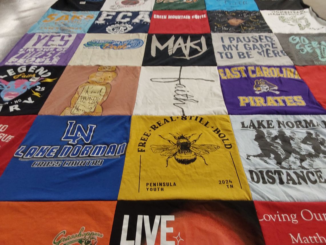 T-shirt quilt featuring lake norman cross country, east carolina pirates by Dawn from NC