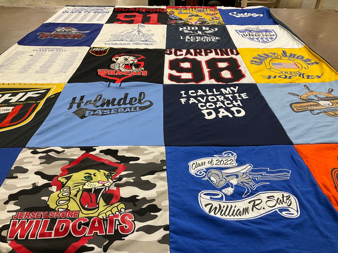 T-shirt quilt featuring jersey shore wildcats by Shiela from NJ