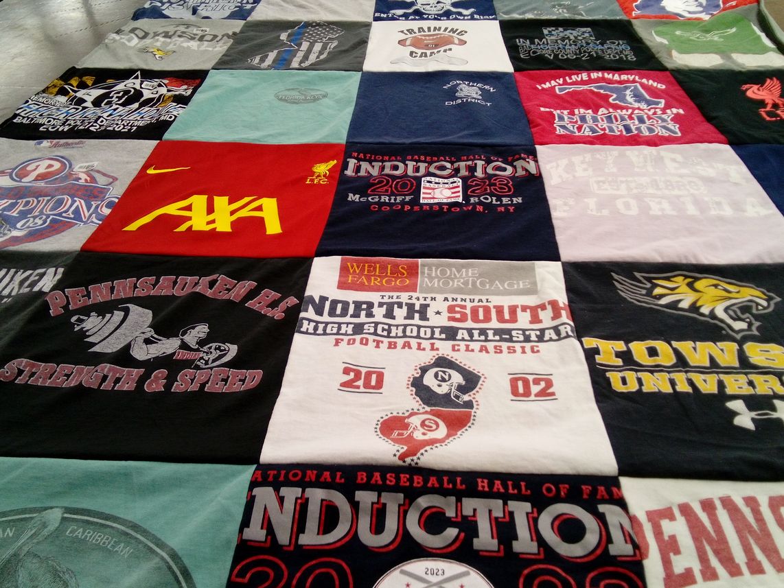 T-shirt quilt featuring liverpool football club, north south high school all-star football team by Ralph from NJ