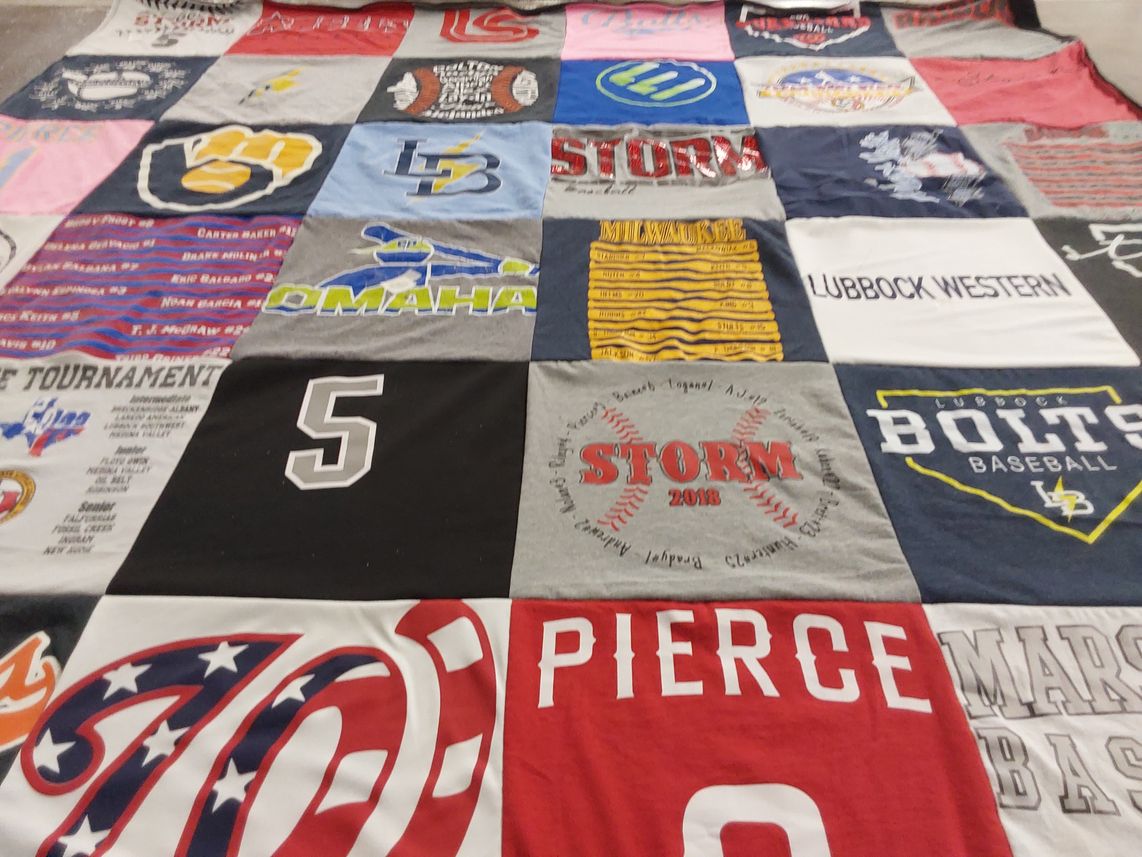 T-shirt quilt featuring lubbock bolts baseball, storm by Sarah from TX