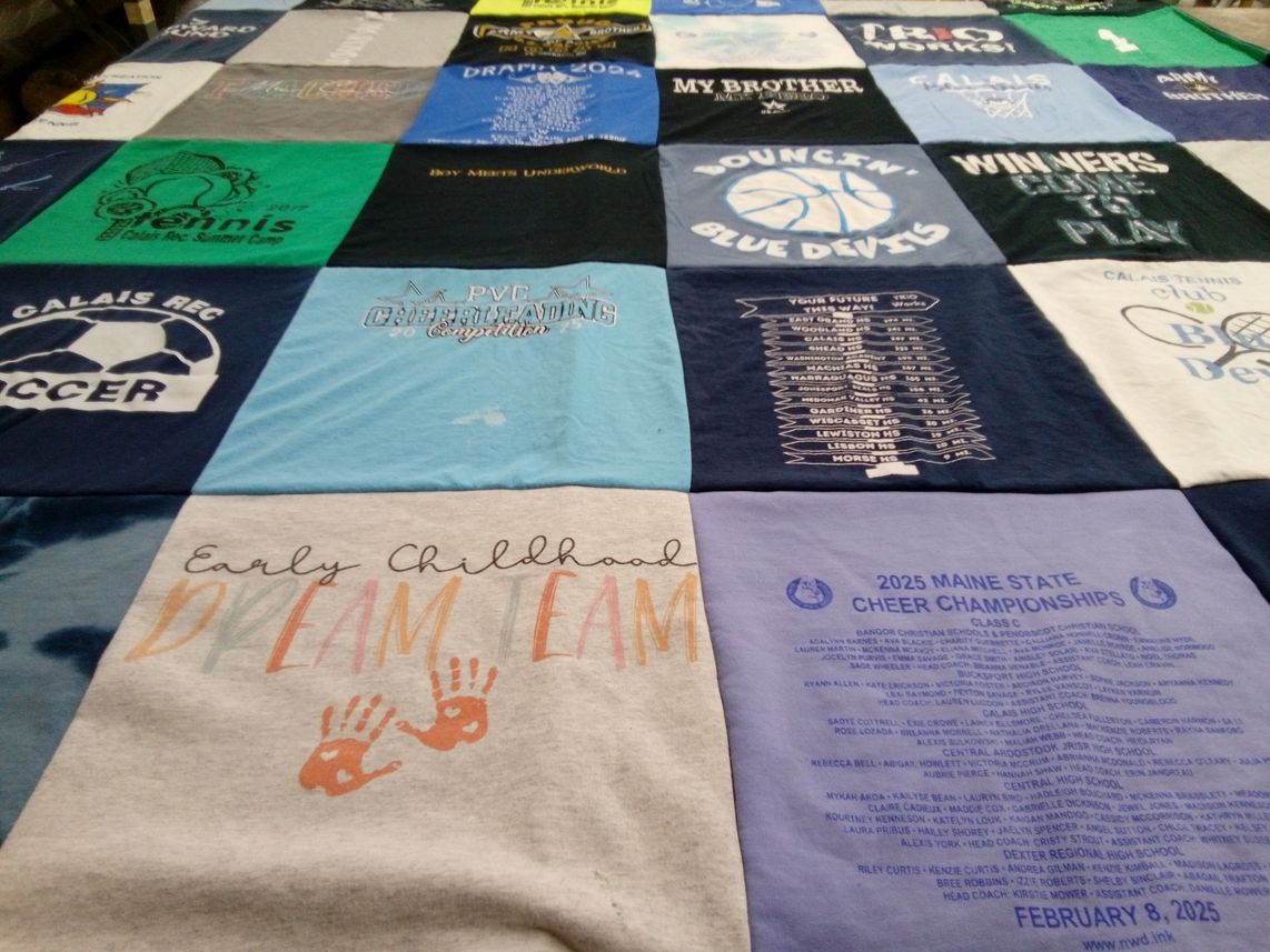 T-shirt quilt featuring calais blue devils by Alicia from ME