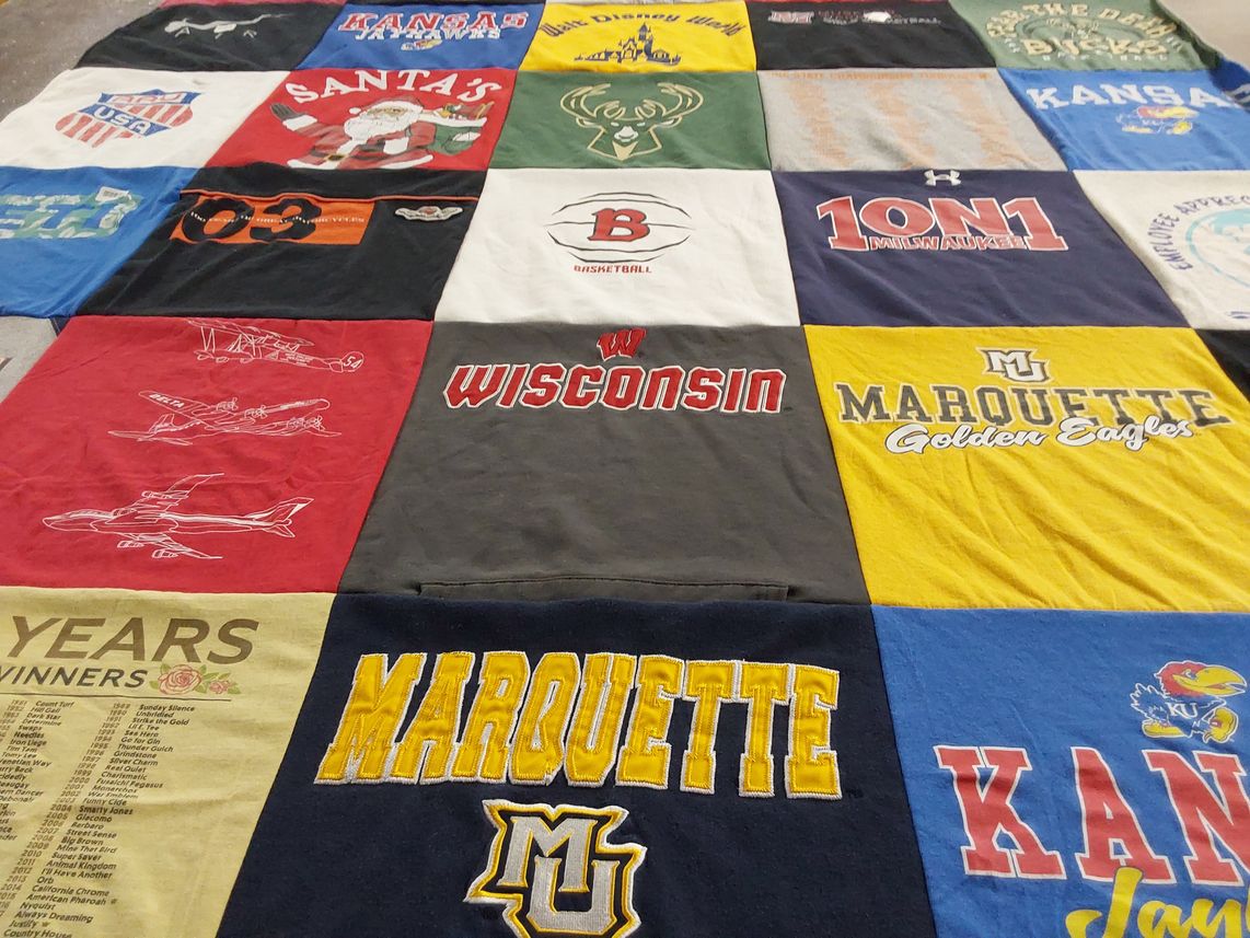 T-shirt quilt from marquette university, university of wisconsin by John from WI