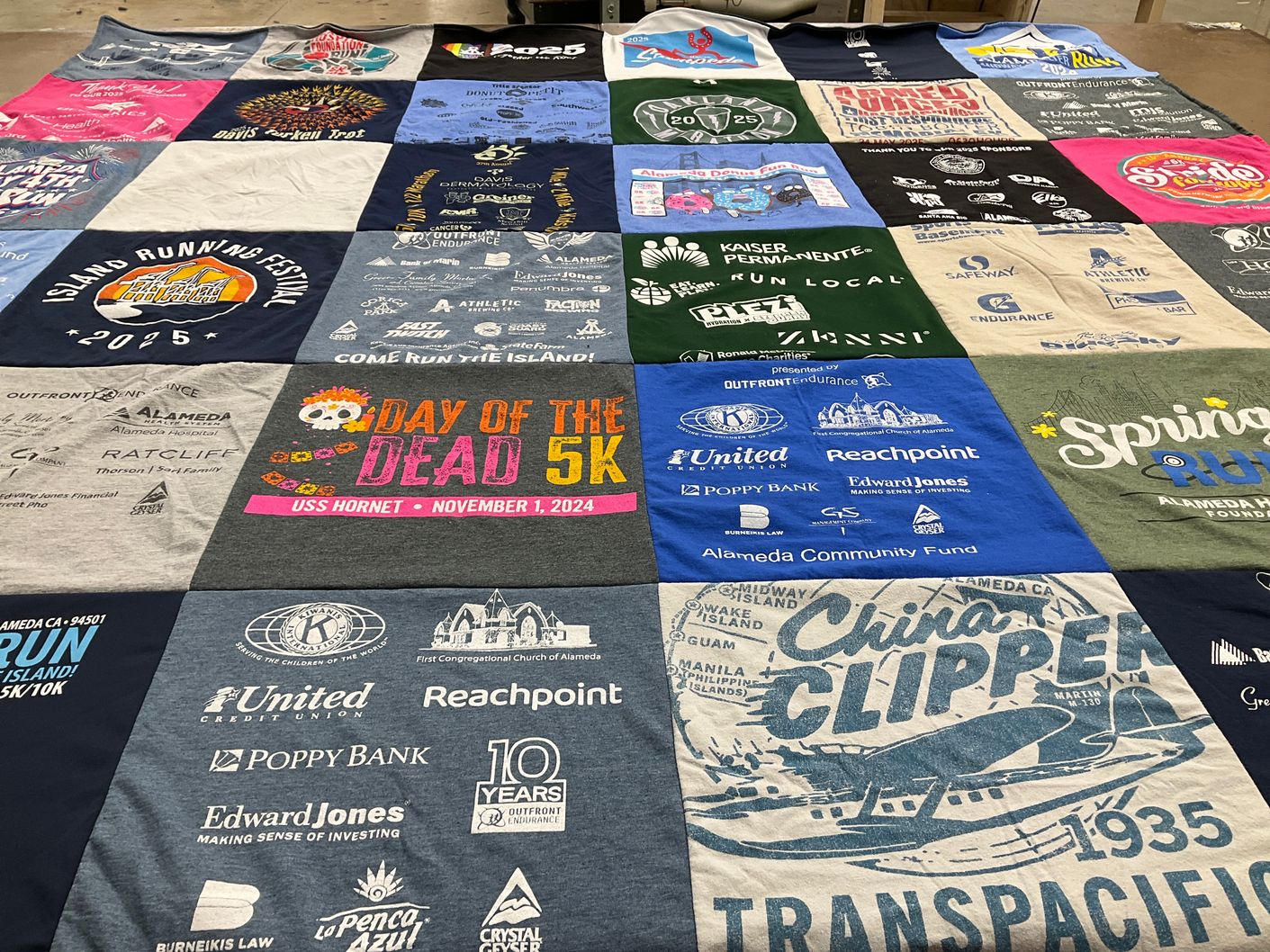 T-shirt quilt with running, festivals themes by Teresa from CA