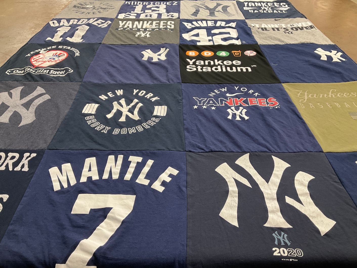 T-shirt quilt featuring new york yankees baseball team by Dorothy from CT