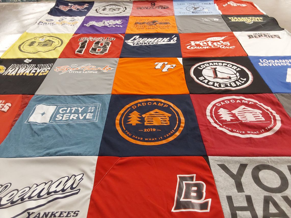 T-shirt quilt featuring hamilton hawkeyes, logan sports basketball by Shawna from MI