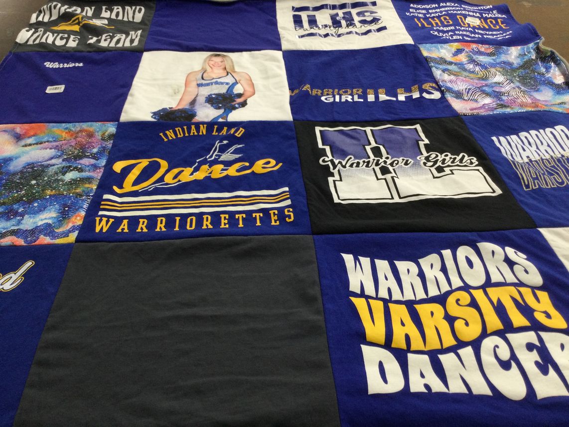 T-shirt quilt featuring indian land high school dance team by Laurel from SC