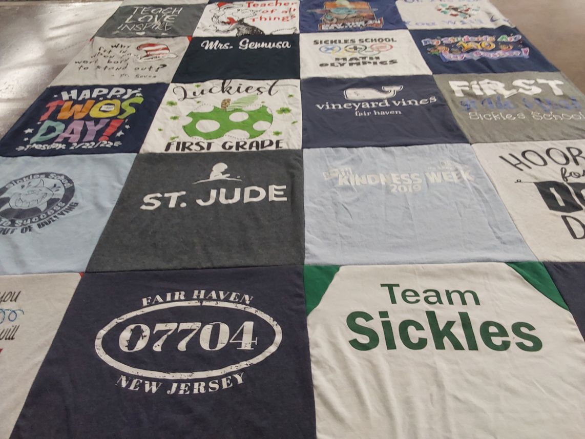 T-shirt quilt featuring team sickles by Nancy from NJ
