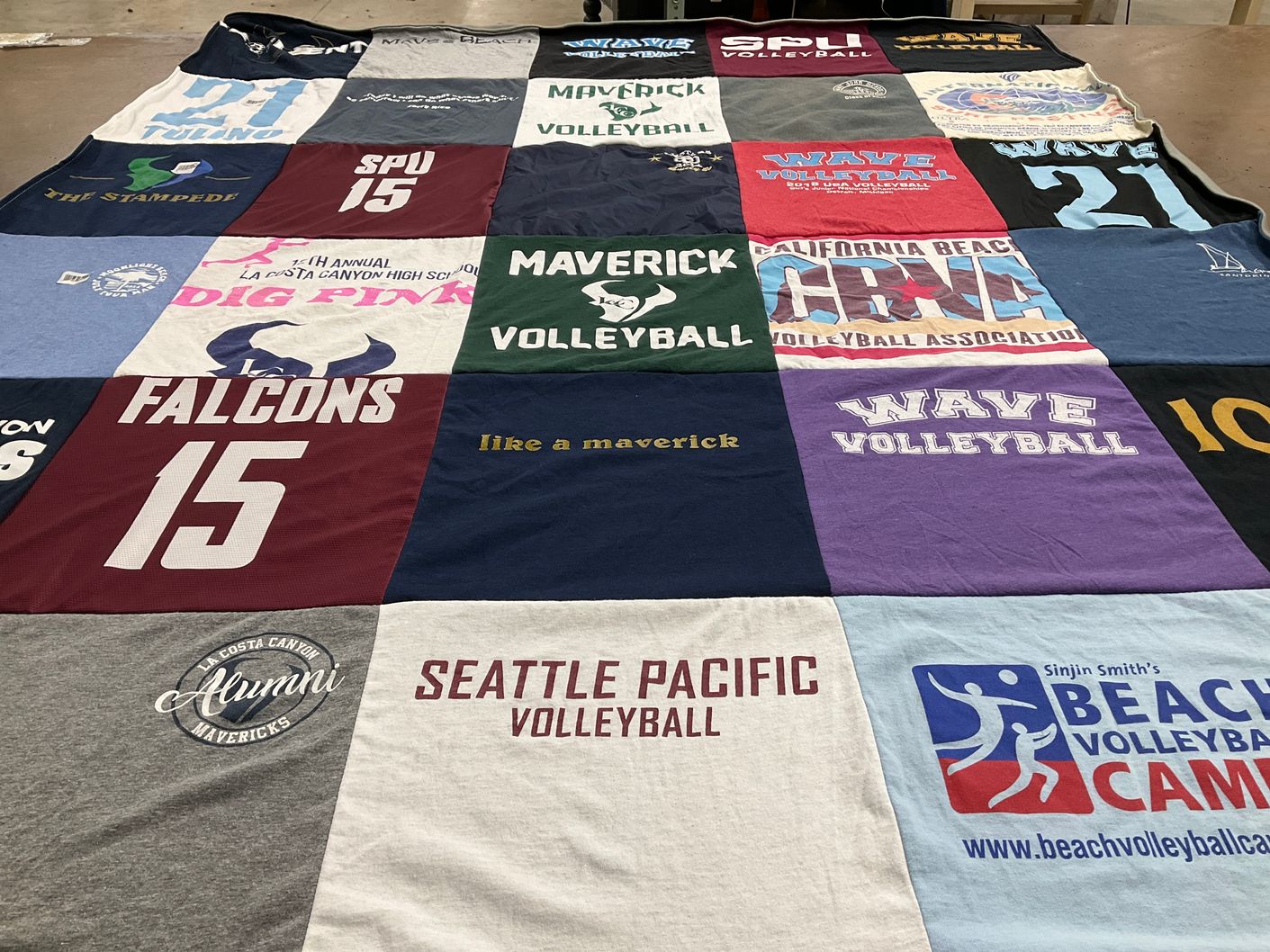 T-shirt quilt from seattle pacific university, la costa canyon high school by Anna from CA