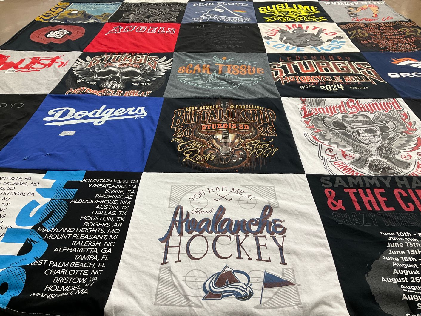 T-shirt quilt featuring colorado avalanche hockey, los angeles dodgers by Joan from CO