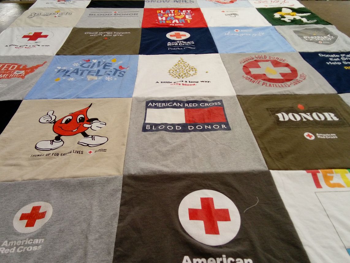 T-shirt quilt with blood donation, platelet donation themes by TIMOTHY from NC
