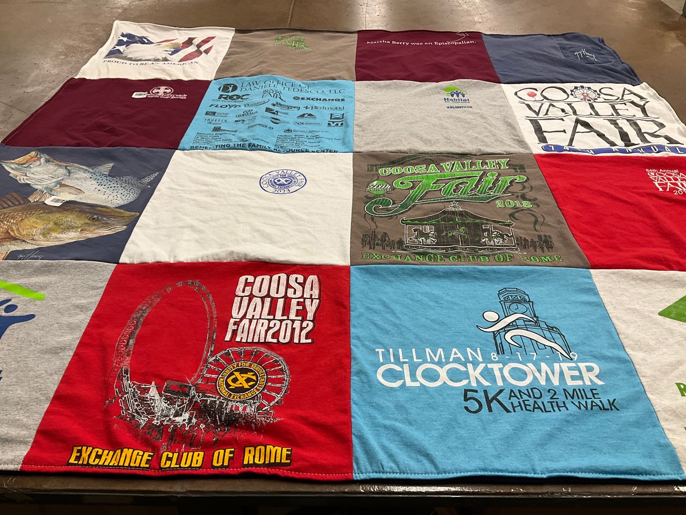 T-shirt quilt with community, health themes by Susan from GA
