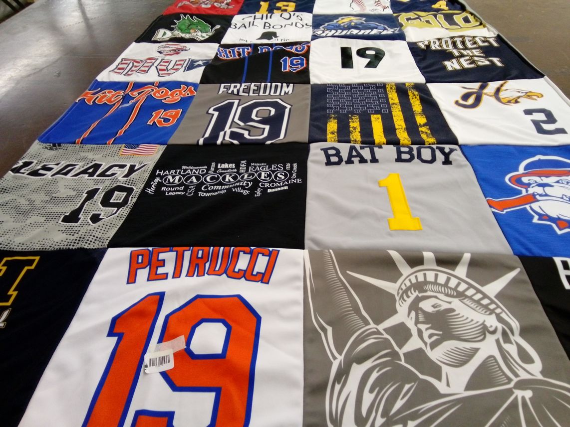 T-shirt quilt with baseball themes by Tonya from MI