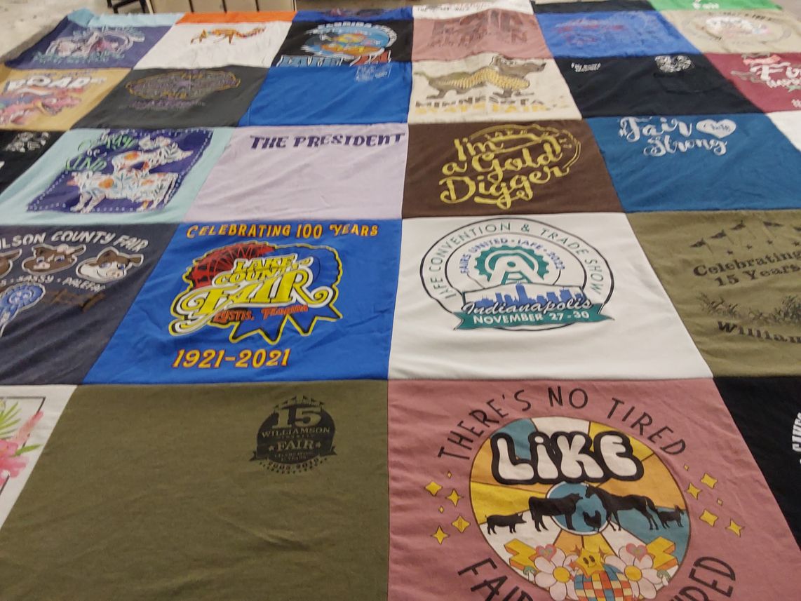 T-shirt quilt with fairs, community events themes by Rhonda from FL