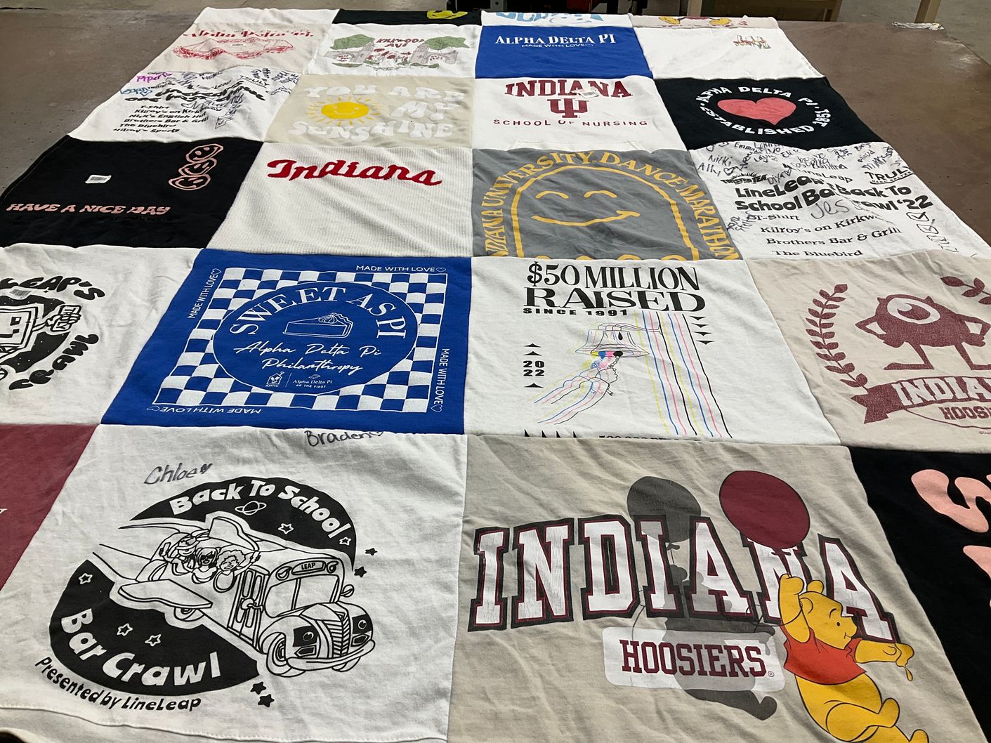 T-shirt quilt featuring indiana hoosiers by Grace from TN