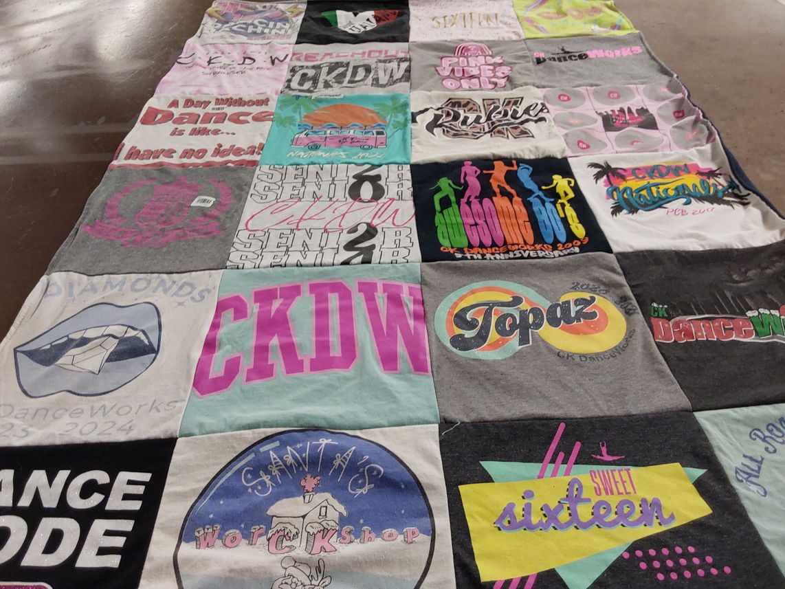 T-shirt quilt with dance themes by Shanna from GA