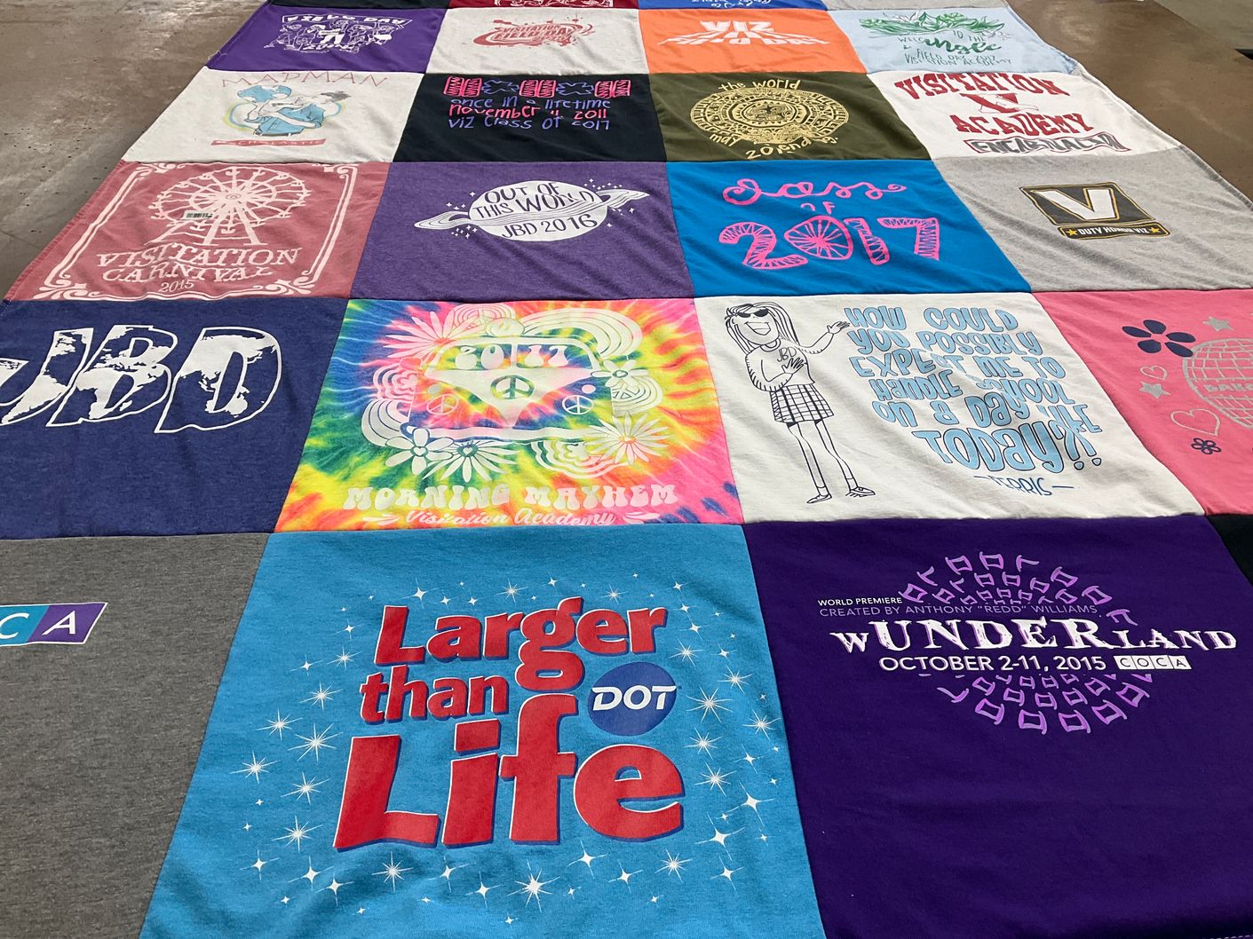 T-shirt quilt from visitation academy by Cristina from MO