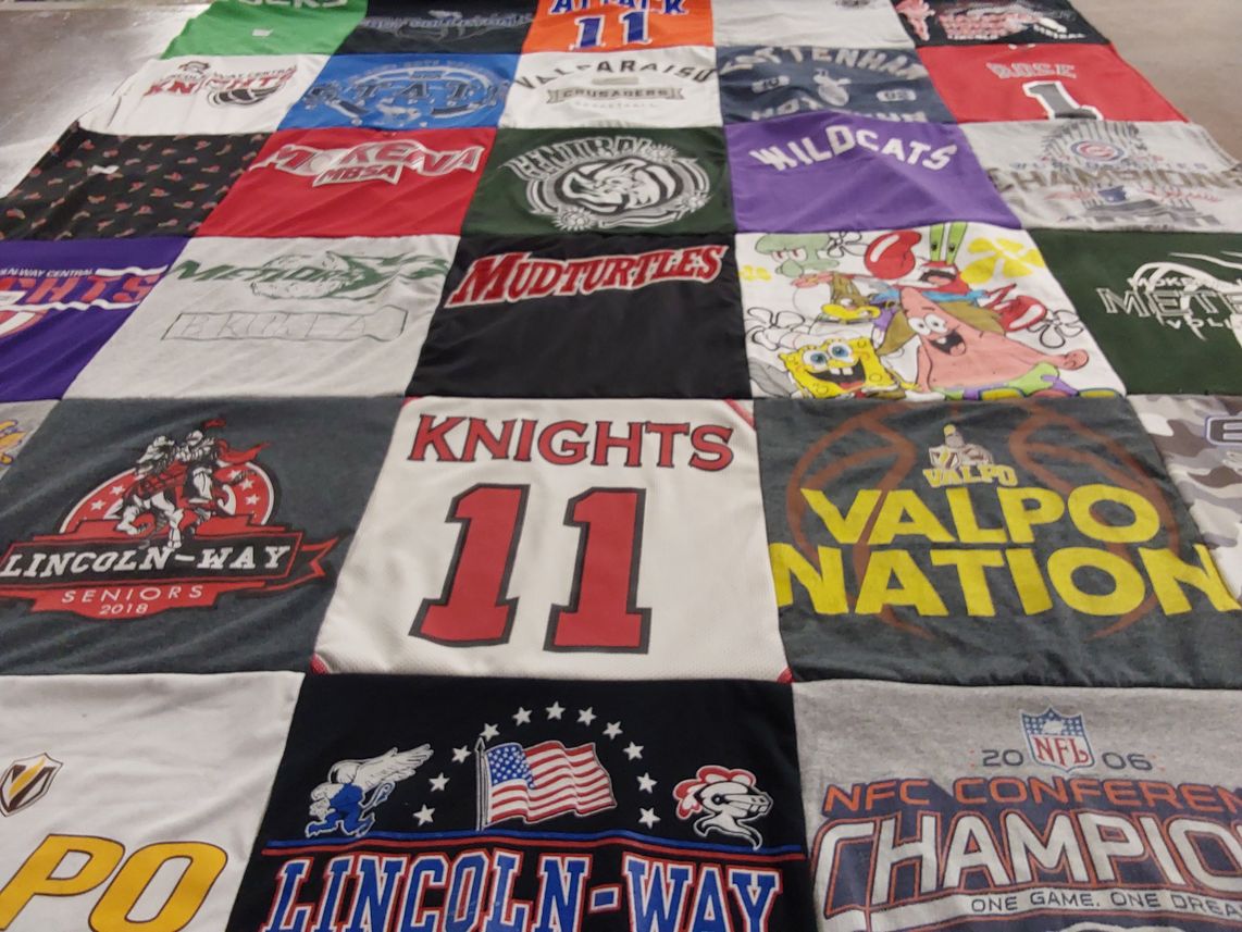 T-shirt quilt from lincoln-way high school, valparaiso university by Cook from IL