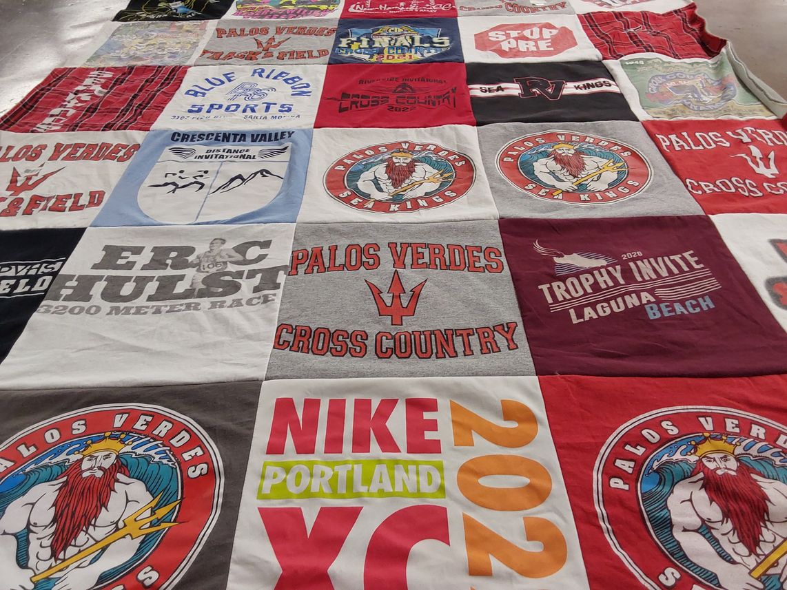 T-shirt quilt featuring palos verdes cross country, palos verdes sea kings by Christine from CA
