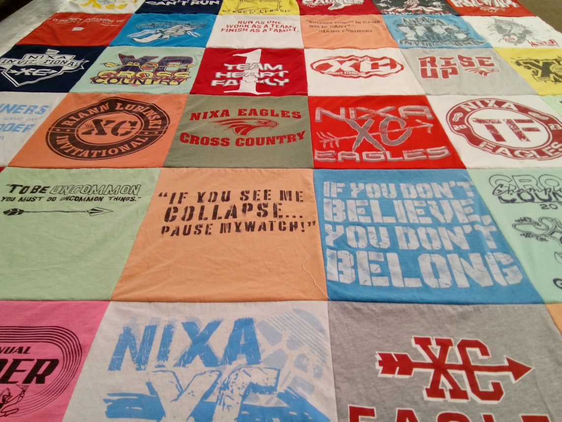 T-shirt quilt featuring nixa eagles cross country by Heather from MO