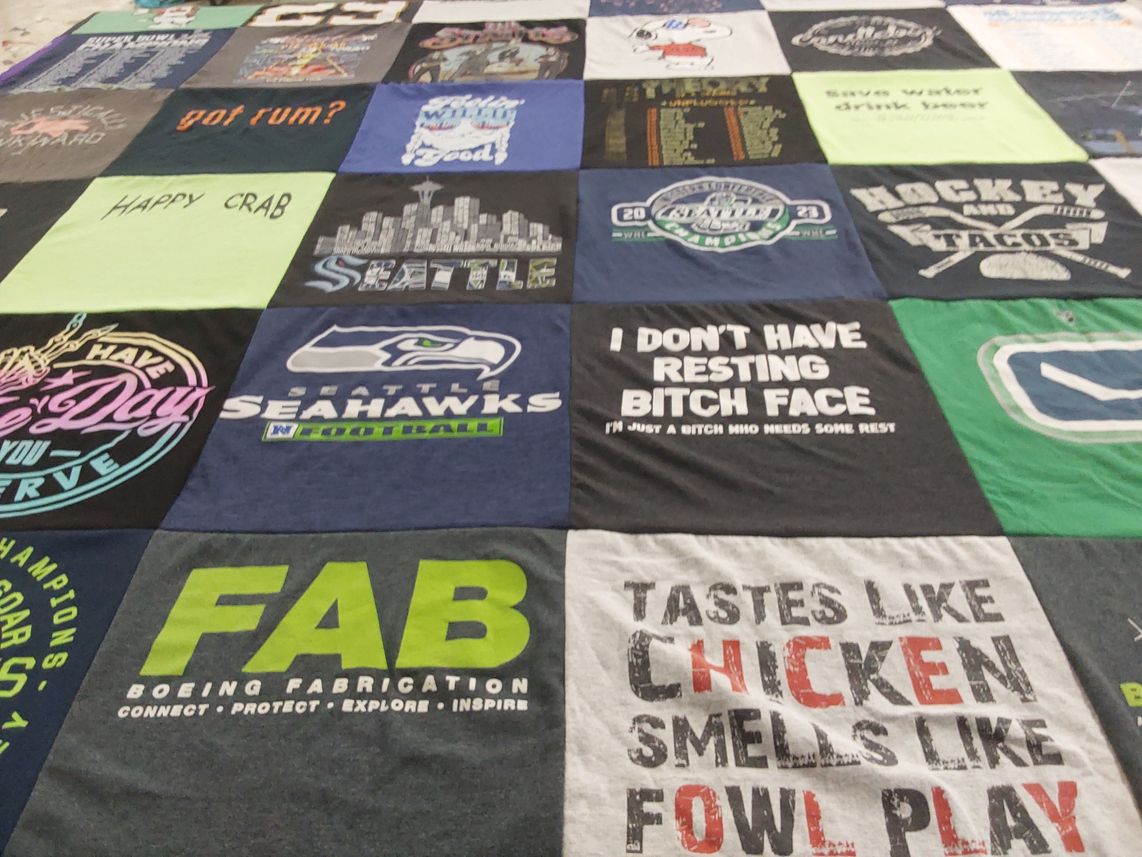 T-shirt quilt featuring seattle seahawks football by Julie from WA