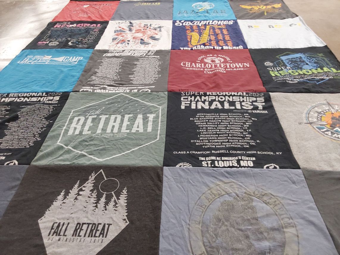 T-shirt quilt from bentonville high school, blue springs south high school by Sara from OK