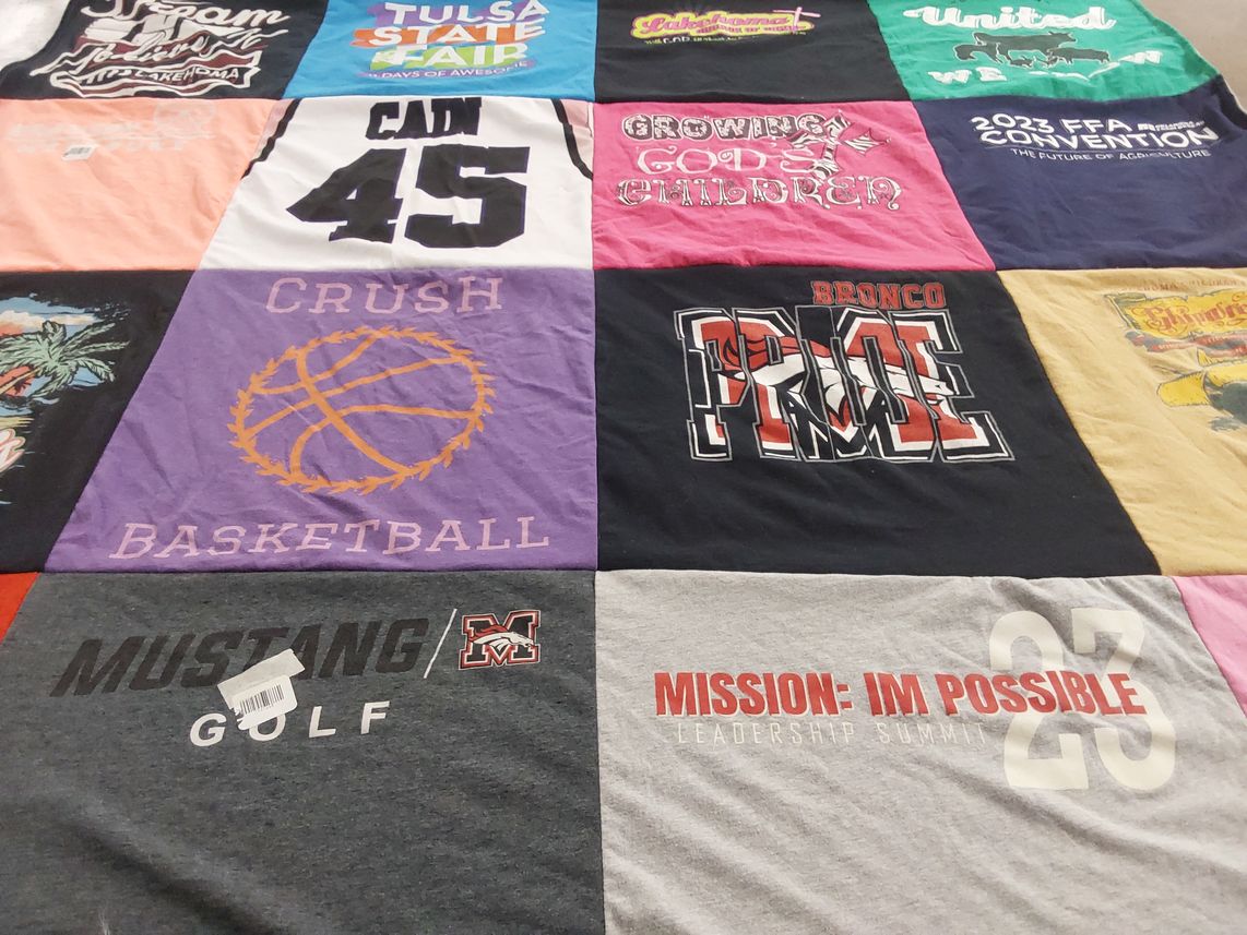 T-shirt quilt featuring bronco basketball by Renae from OK